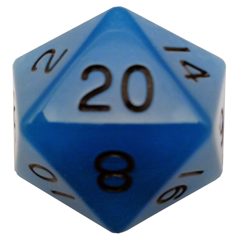 FanRoll RPG Mega Acrylic D20 – Glow Blue