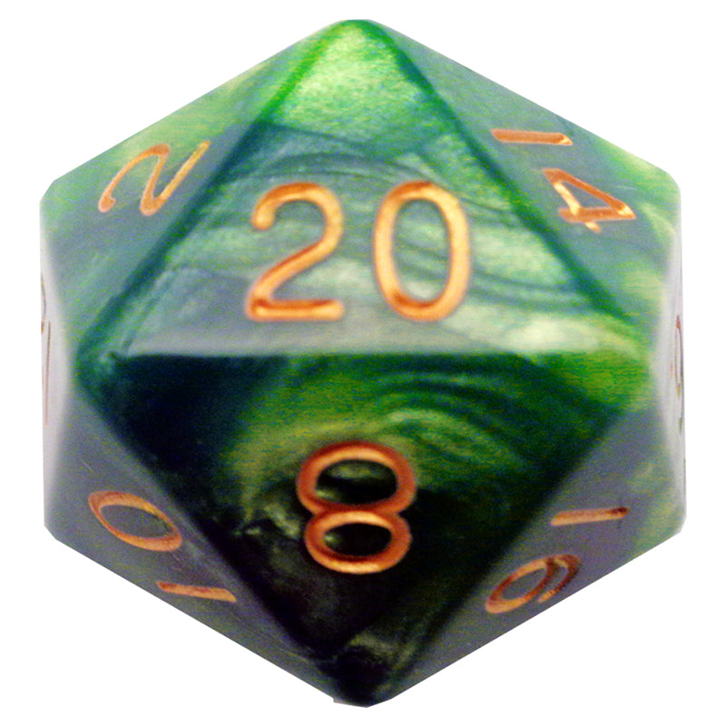 FanRoll RPG Mega Acrylic D20 – Green/Light Green w/ Gold Numbers