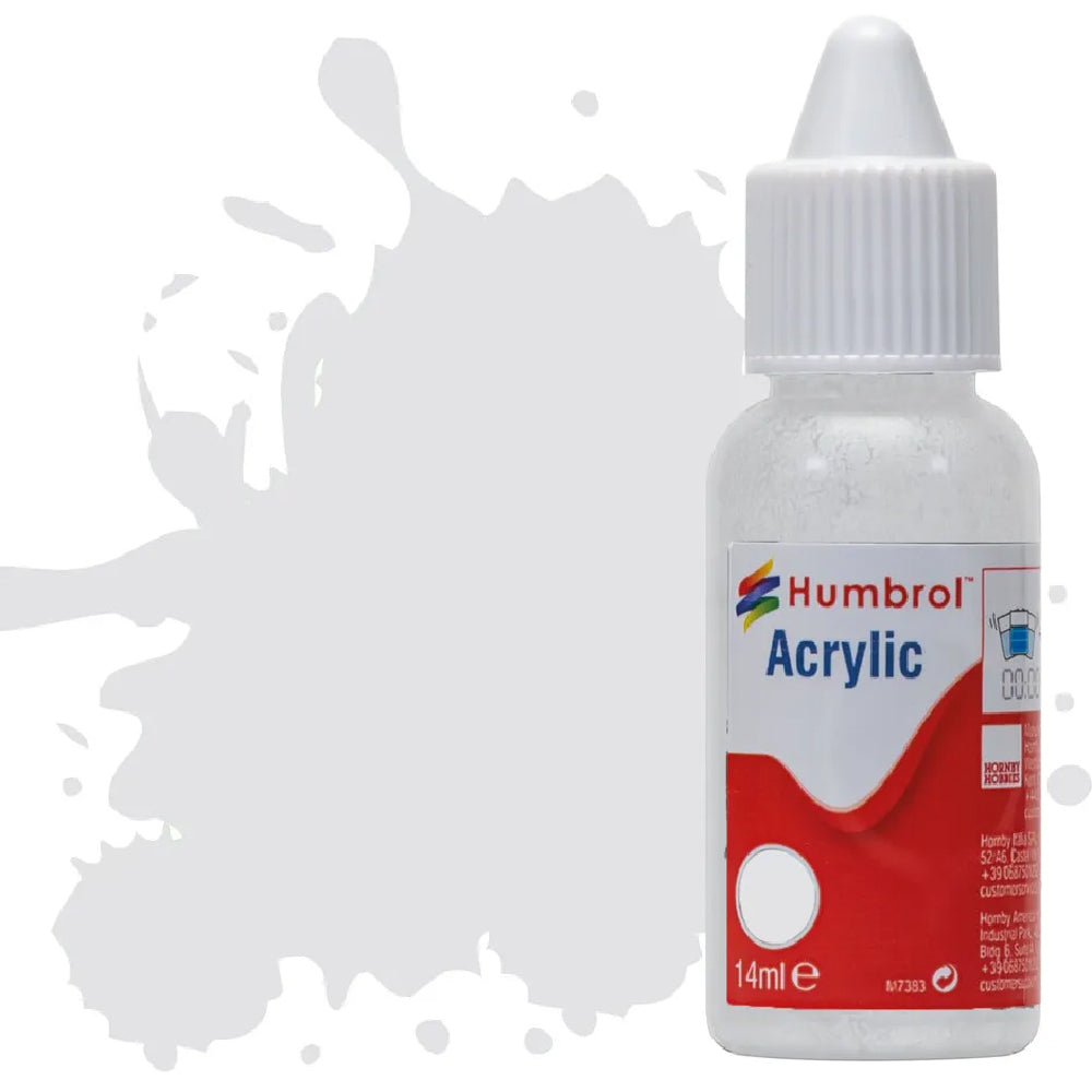 Humbrol Light Grey Satin Acrylic Hobby Paint 14ml Dropper Bottle