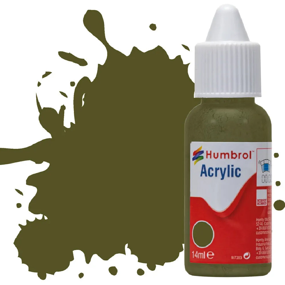 Humbrol Khaki Drab Matt Acrylic Hobby Paint 14ml Dropper Bottle