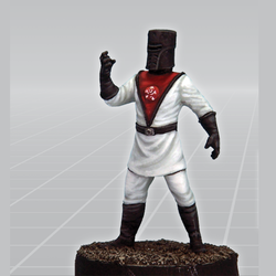 Red Baron by Crooked Dice a white metal miniature for your tabletop games representing a movie villain with an alternative head, helmeted and un-helmeted.&nbsp;