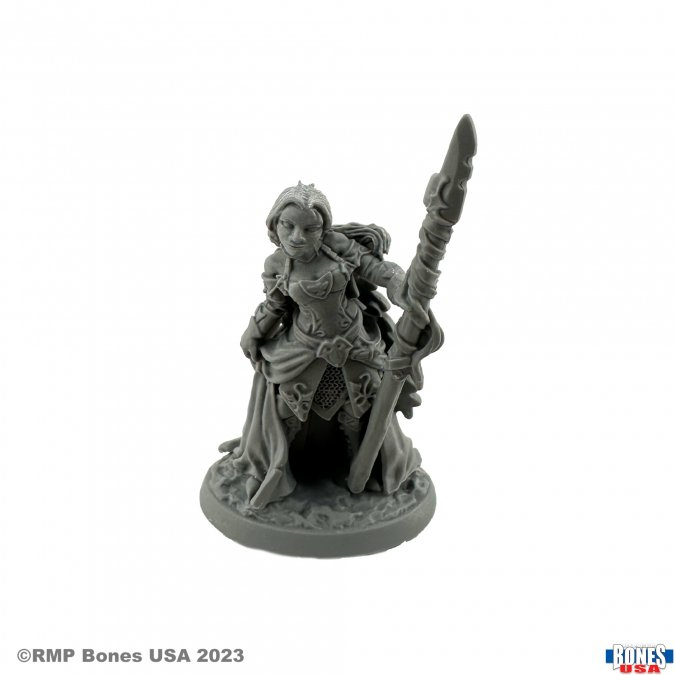 30146 Devona Human Wizard from the Reaper bones USA legends range sculpted by Werner Klocke. A digitally remastered RPG miniature representing a female wizard, fighter or druid for your tabletop gaming and hobby needs.