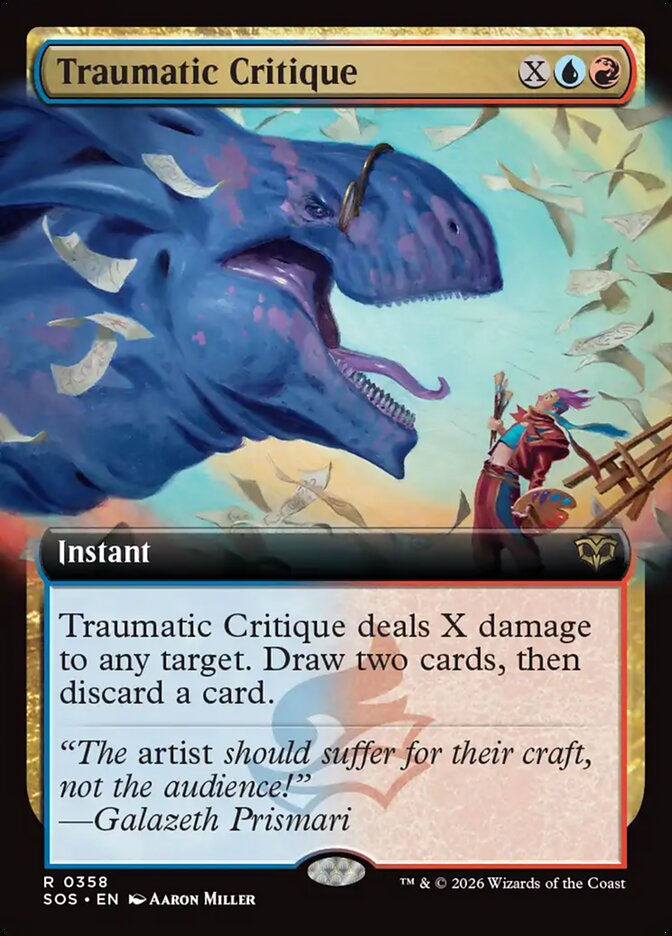 Traumatic Critique Secrets of Strixhaven Extended Art #358Card Front