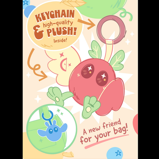 A pink plush baby moth keychain ...