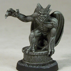 Gargoyle Animated Construct by Crooked Dice a white metal 28mm miniature for your dungeon scenery, gaming table, dioramas, or as scatter. Sculpted by Andrew May and shown painted by Andrew Taylor provided unpainted and supplied with a 25mm round slotted base.    