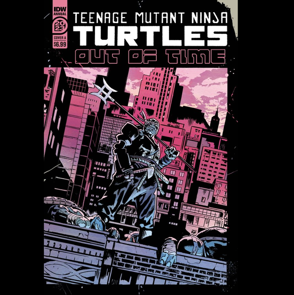 Teenage Mutant Ninja Turtles Out Of Time Annual 2023 from IDW written by Michael Walsh and artist Vlad Legostaev and Santtos. 