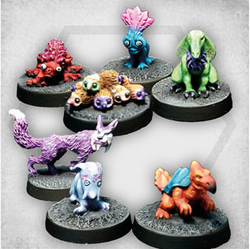 Alien Pets Zombies by Crooked Dice.&nbsp; A set of seven metal figures representing cool and unusual pets for your for your gaming table, dioramas and RPGs.&nbsp;&nbsp;