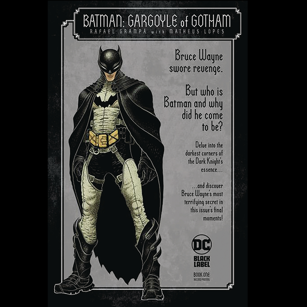 Batman Gargoyle Of Gotham #1 Second Printing from DC Black Label, by Rafael Grampa and Matheus Lopes.