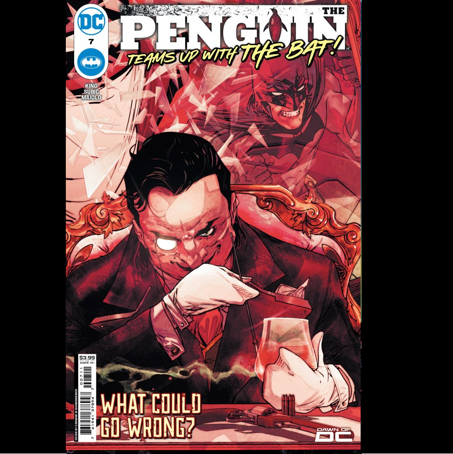 Penguin #7 from DC written by Tom King with art by Stevan Subic. In the shocking second chapter of the story of Batman and the Penguin's first meeting, a dramatic change in their relationship has emerged, is Cobblepot ready to go toe-to-toe with the Dark Knight? Or is he already two moves ahead? 