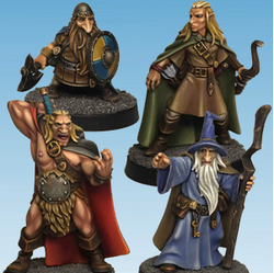 Adventurers by Crooked Dice.&nbsp; A set of four metal figures representing adventurers for your gaming table needs including a barbarian, wizard, dwarf and archer with a traditional look.&nbsp;