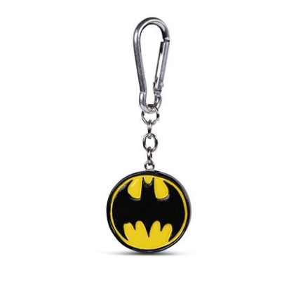 Batman Symbol 3D Keychain. A large officially licensed Batman 3d keyring made from resin and featuring the iconic black and yellow Batman logo.