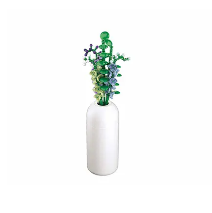 White vase with a decorative pla...