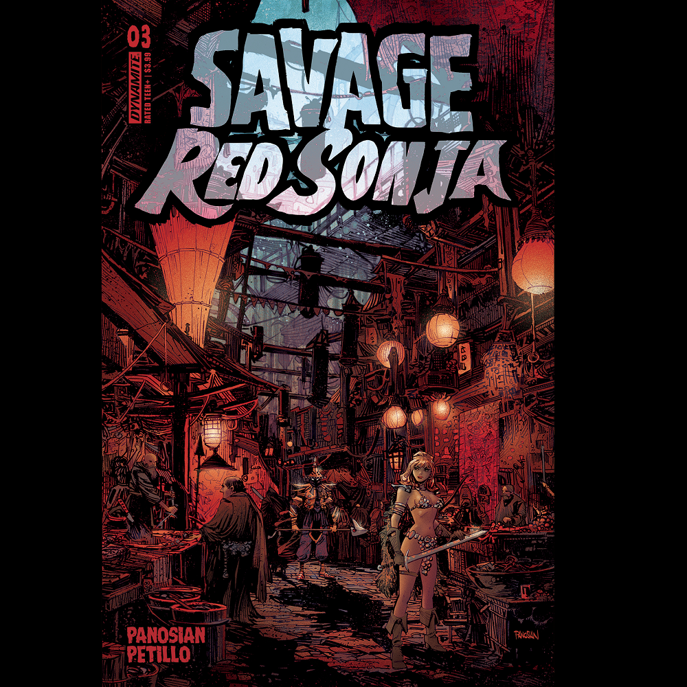 Savage Red Sonja #3 from Dynamite Comics by Dan Panosian with art by Alessio Petillo and variant cover art A.