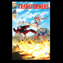 Transformers #2 from Image by Daniel Warren Johnson. The Decepticons have been unleashed. As Optimus Prime and Autobots regroup, Starscream terrorizes humanity. This issue features a surprising first Energon Universe appearance