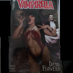 Vampirella Dead Flowers #4 by Dynamite Comics written by Sara Frazetta and Bob Freeman with art by Alberto Locatelli and with variant cover art E.