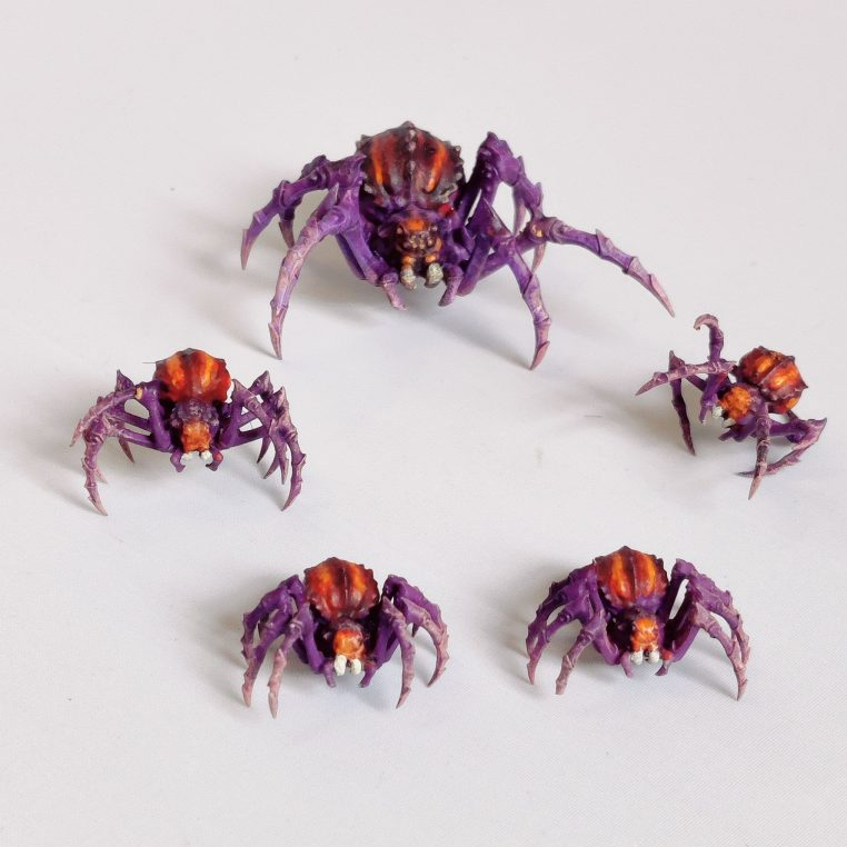 A pack of five spiders from Iron Gate Scenery printed in resin in 28mm scale, with one large spider and four smaller spiders this pack will make a great edition for your tabletop games, RPGs, dungeon scenery and other hobby needs. 