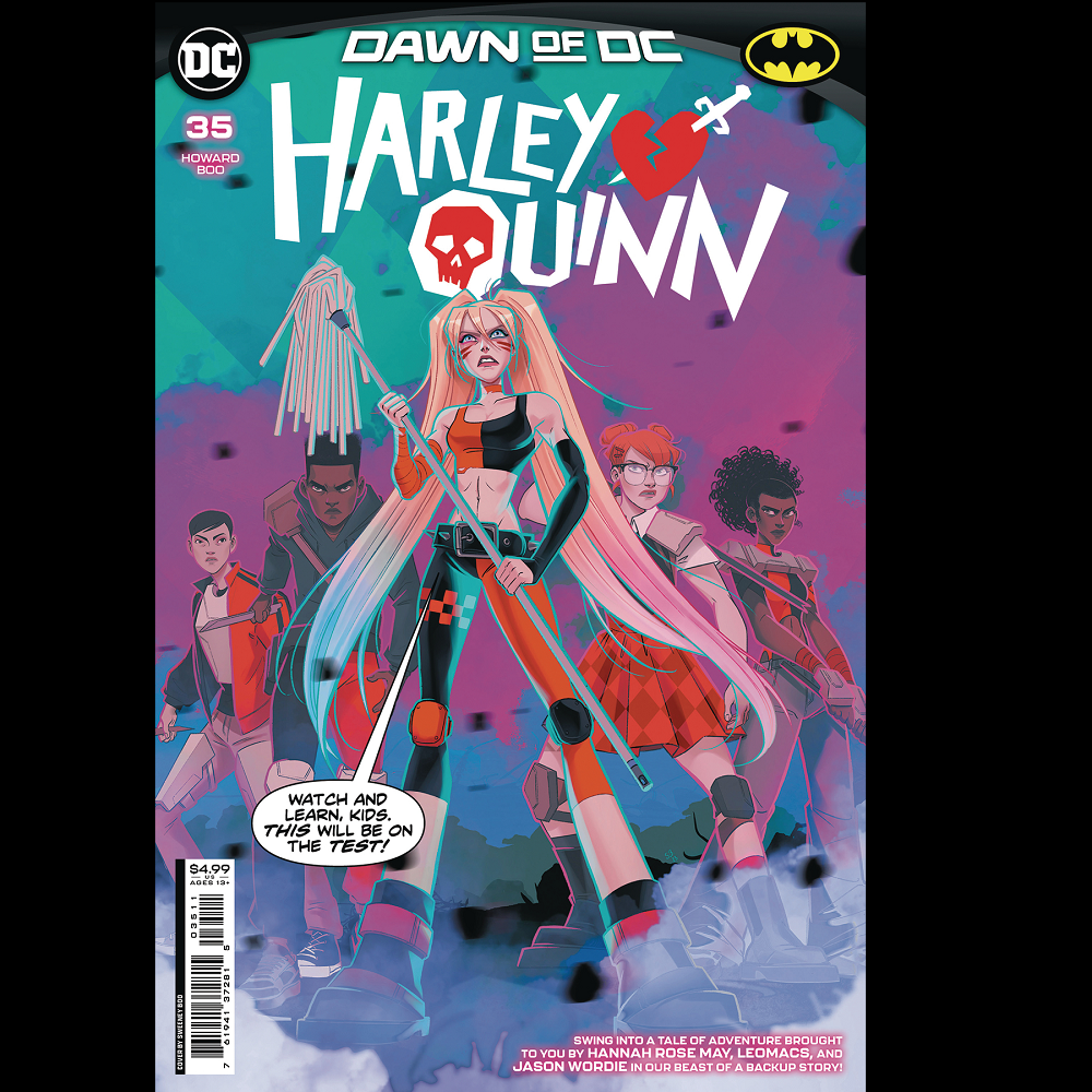 Harley Quinn #35 with Sweeny Boo variant cover art from Marvel Comics swing into a tale of adventure brought to you by Hannah Rose May, Leomacs and Jason Wordie.