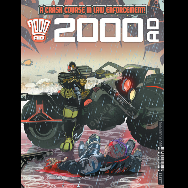2000 AD #2373 from Rebellion Comics a crash course in future law enforcement. Steel your diodes, my Squaxx, as your weekly thirty-two pages of zarjazness crashes into this reality with the sole task of rewiring your imaginations