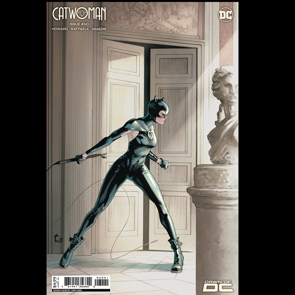 Catwoman #60 from DC written by Tini Howard with art by Steffano Raffaele and variant art cover B.