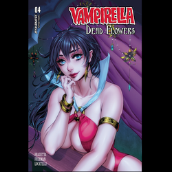Vampirella Dead Flowers #4 by Dynamite Comics written by Sara Frazetta and Bob Freeman with art by Alberto Locatelli and with variant cover art B.
