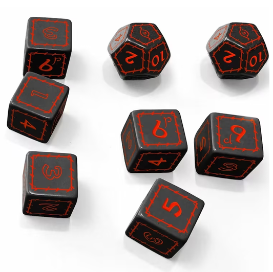 Set of 8 engraved black dice wit...