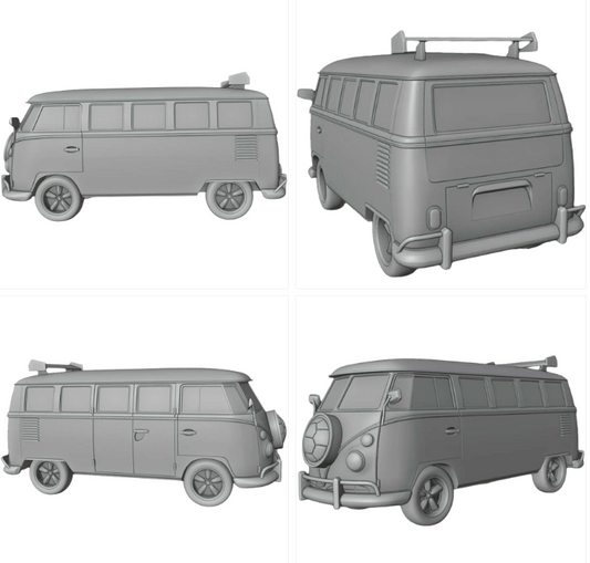 Gray model of a vintage van with...