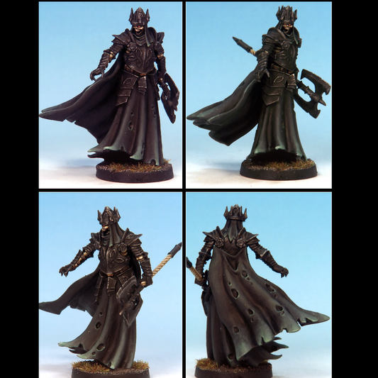 An undead skeletal creature hold...