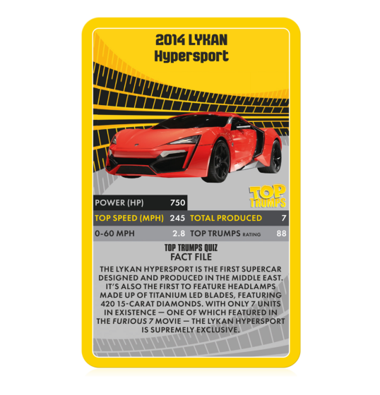 Top Trumps Supercars Card Game