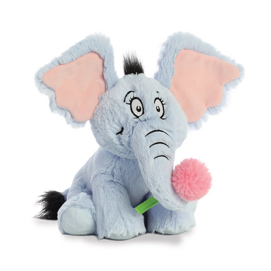 A plush toy elephant in light bl...