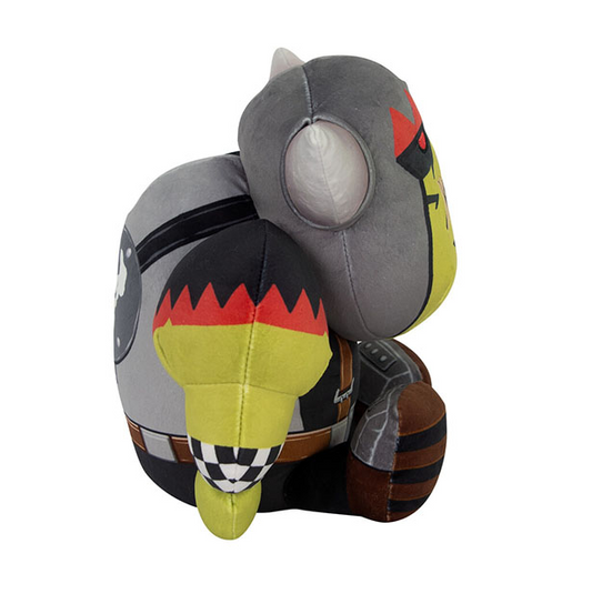Plush toy with a green and gray ...
