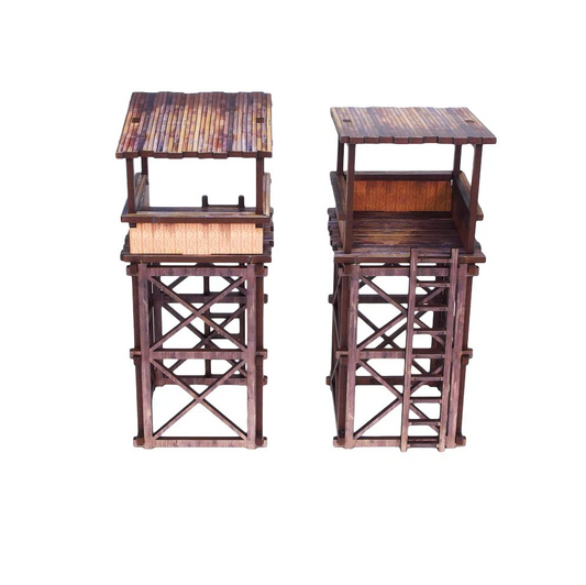 Two wooden stands with square pl...