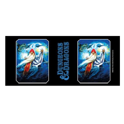 Dungeons and Dragons wizard black mug. A black mug with a classic wizard D&D design making a great gift for yourself, a loved one or your DM.