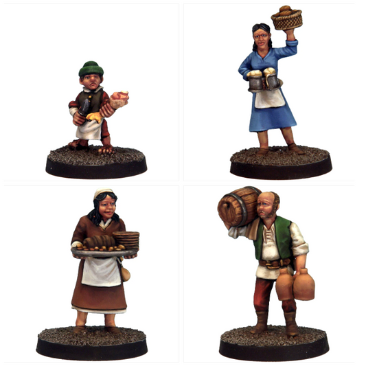 Four figurines of people in hist...