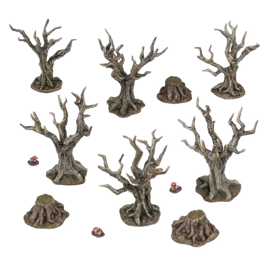 Dried trees with twisted branche...