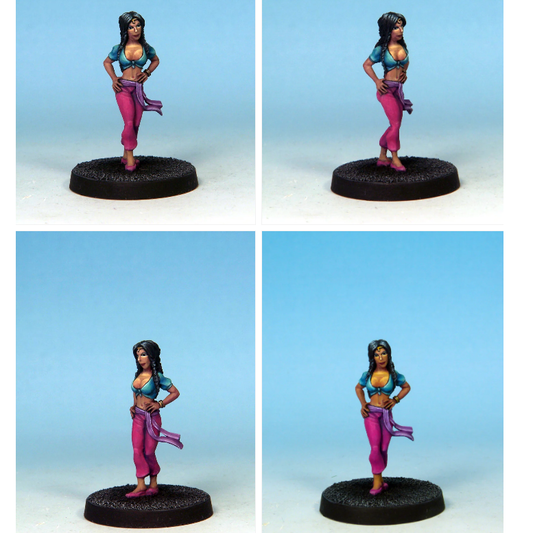 A long-haired lady in trousers a...