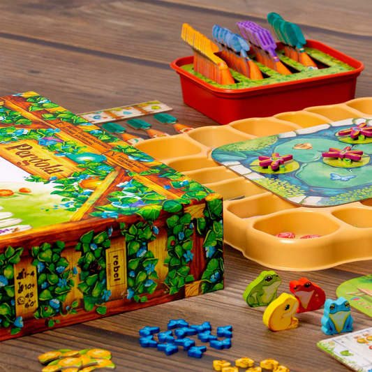 Board game featuring components ...