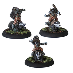 Pixie Badger Riders by Oakbound Studio. A pack of three multipart lead pewter miniatures supplied with 30mm round lipped bases. These fierce pixies can be used riding their badger steeds or on foot 