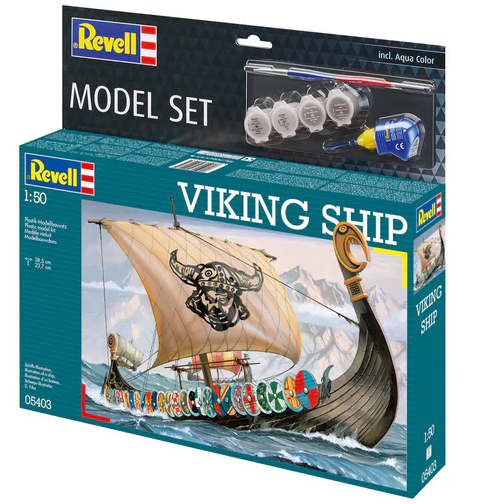 Viking Ship Model Set - Revell 1:50 Scale Model With Starter Paints, Brush and Glue
