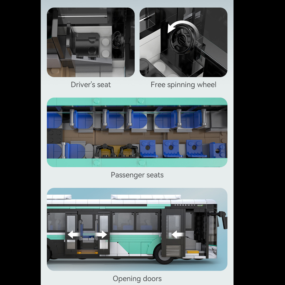 CaDA Iveco Crossway Bus - 832 Piece Brick Model Kit