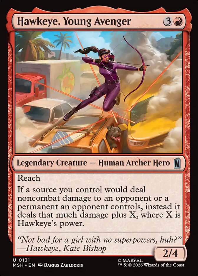 Marvel Superheroes Hawkeye, Young Avenger Card Front