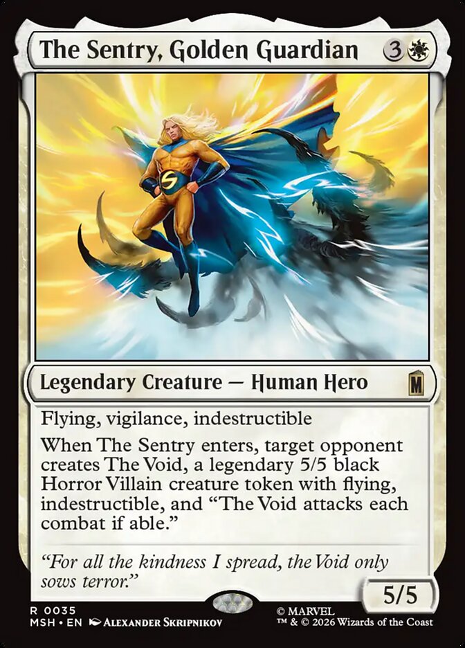 Marvel Superheroes The Sentry, Golden Guardian Card Front