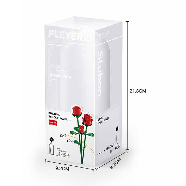 Sluban Red Rose Flower Brick Kit - Pleyerid