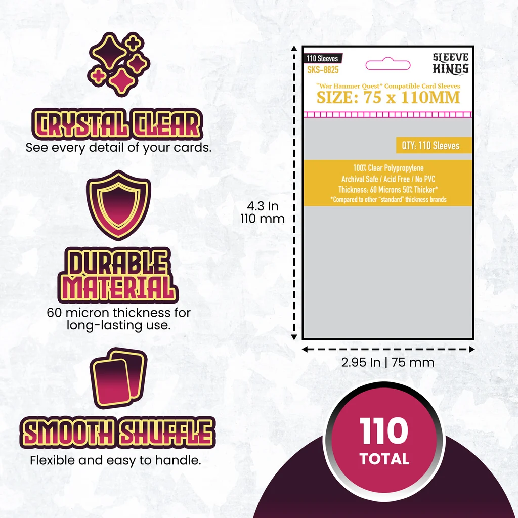 War Hammer Quest Compatible Sleeves -Sleeve Kings 75 x 110mm