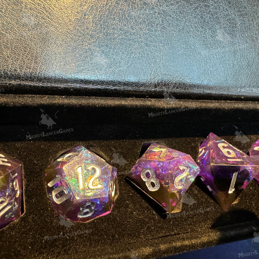 Purple Iridescent Inclusion RPG Dice Set