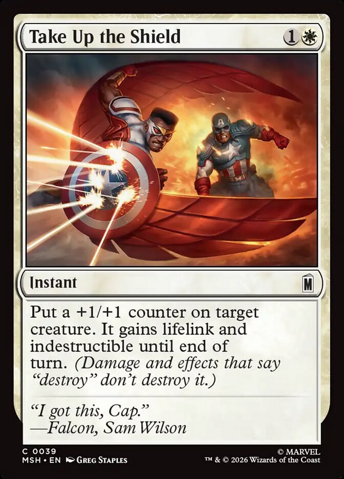 Marvel Superheroes Take Up the Shield Card Front