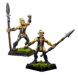 War Walker Warband by Oakbound Studio. A set of ten lead pewter miniatures of warriors with spears and axes, full of character your tabletop and RPGs.