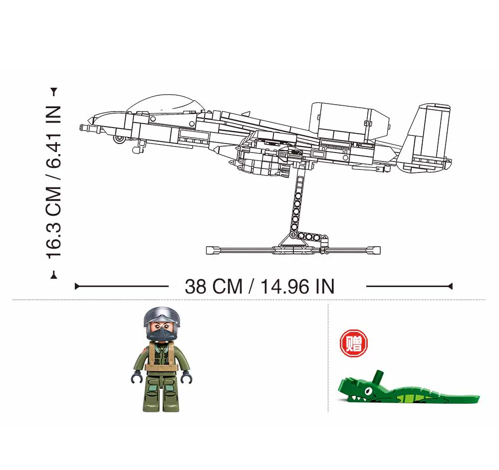 Sluban A-10CS Thunderbolt Tank Buster Fighter Jet - 1/44 Building Brick Kit