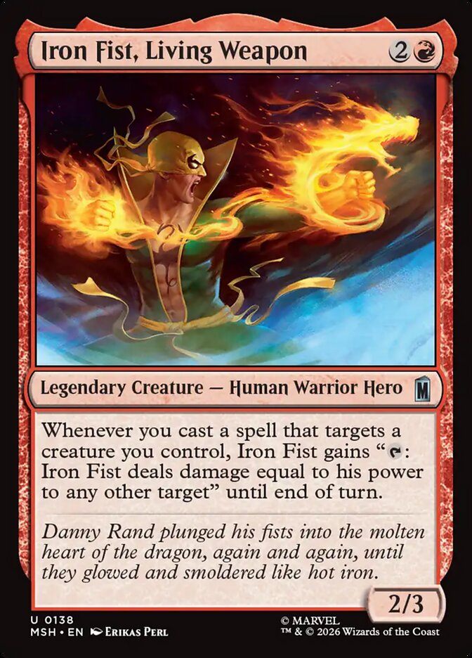 Marvel Superheroes Iron Fist, Living Weapon Card Front