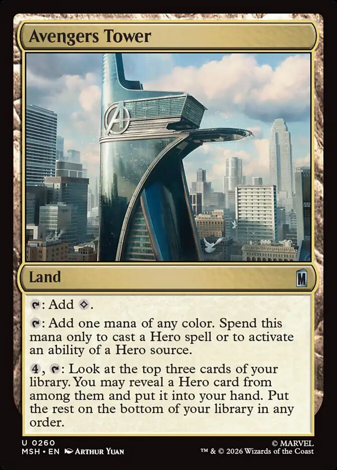 Marvel Superheroes Avengers Tower Card Front