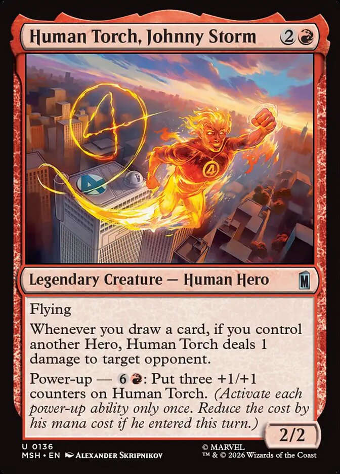 Marvel Superheroes Human Torch, Johnny Storm Card Front